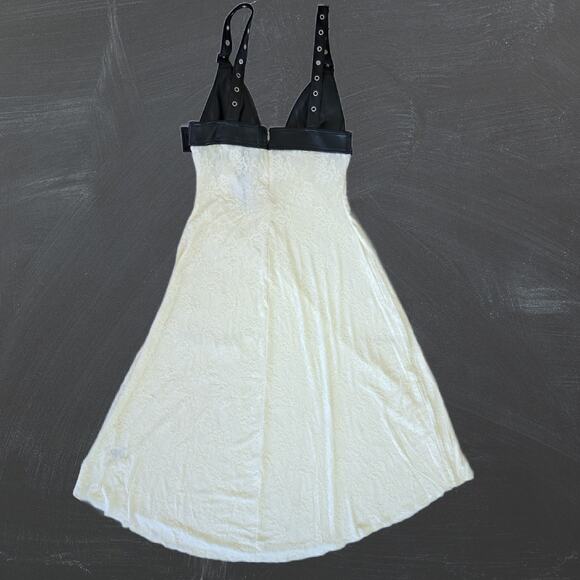 NEW WeWoreWhat Belt Bodice Lace Midi Maxi Dress Sz 8 Black Vegan Leather Ivory - Picture 13 of 15